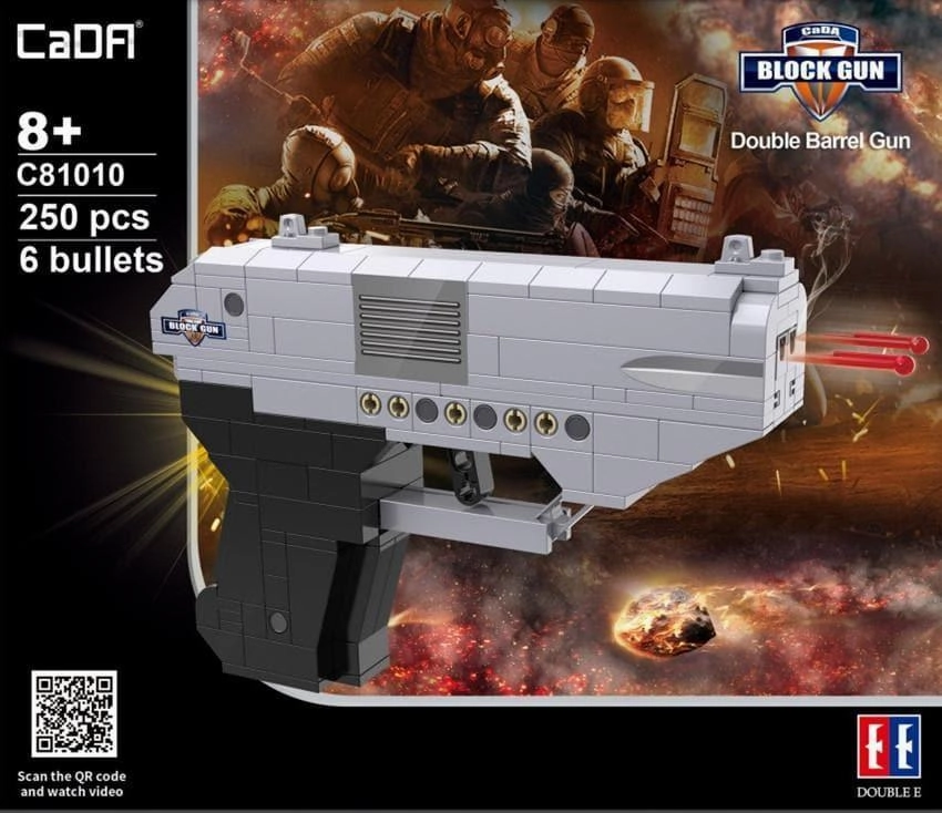 1:1 Double Barrel Pistol Gun Handgun Building Blocks Set Archetypal
