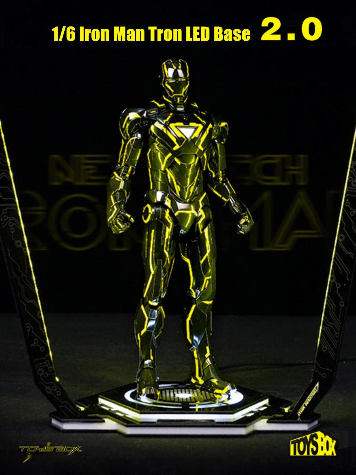 1:6 Neon Tech 2.0 Iron Man LED Yellow Light Display Base Stage Wild West