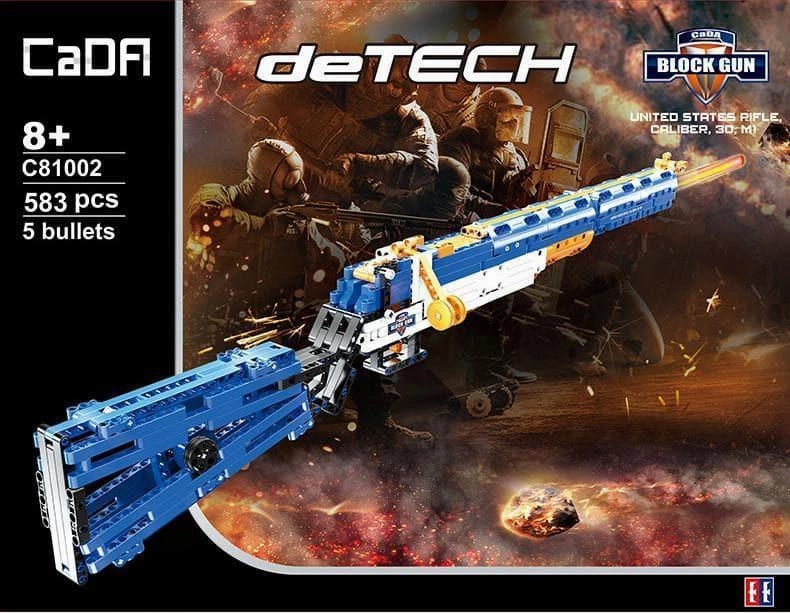 1:1 M1 Garand Assault Rifle Caliber Gun Building Blocks Set Alphabet Design