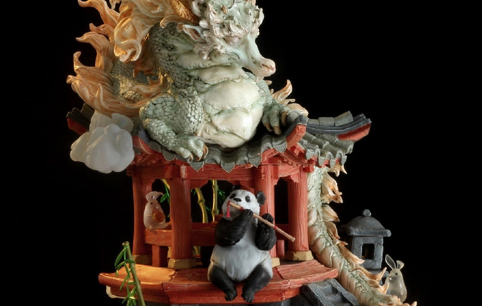 Artist Series - Dragon's Lullaby Statue Cross Culture