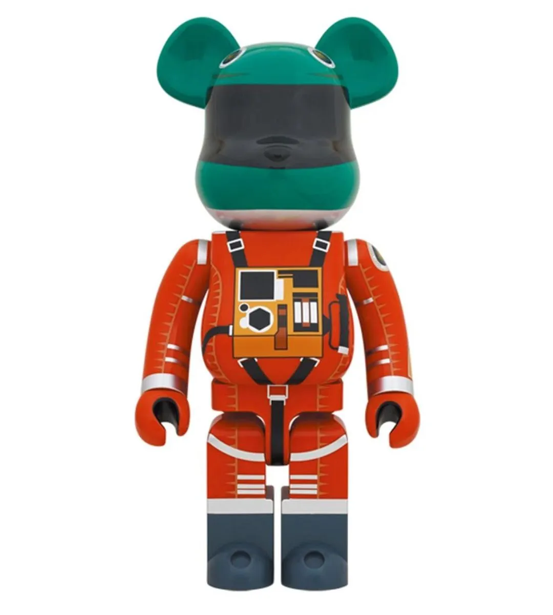 Fast shipping Historical Leader 1000% Bearbrick 2001 L'Odyss??e de l'Espace - Casque vert & costume orange