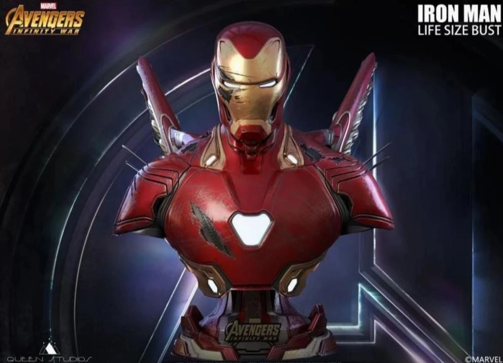 Avengers: Infinity War - Iron Man MK50 1:1 Scale Life-Size Bust - Battle-Damaged Version Modular Design