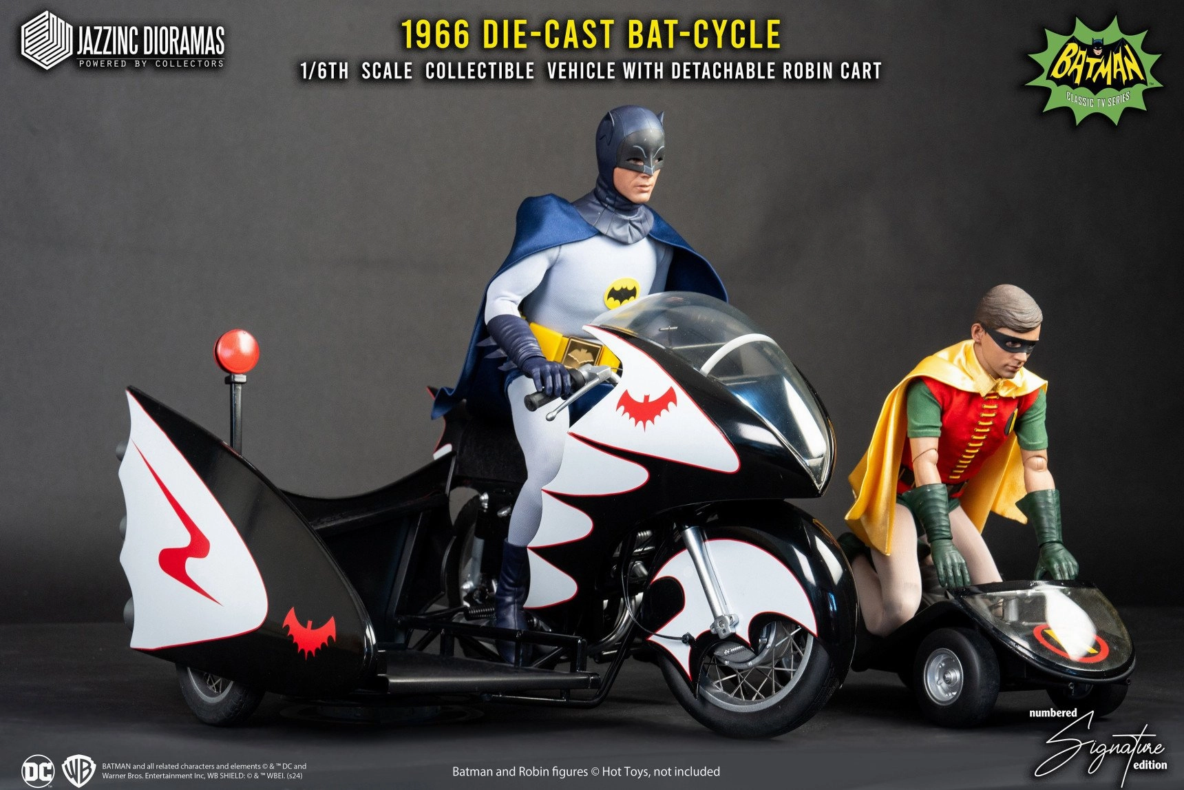 Batman (1966) Batcycle with Sidecar (Ultimate Signature Ed.) 1/6 Scale Collectible Shelving Ornament