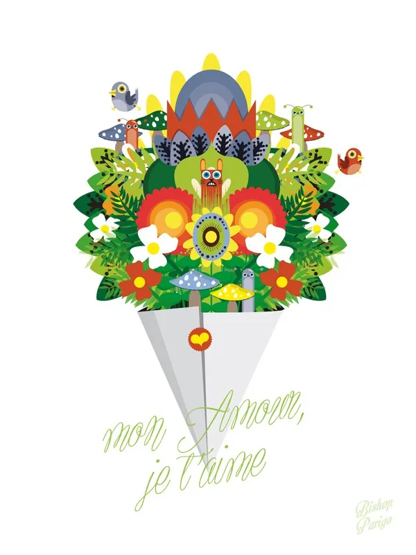 Urban Vinyl Rustic style Mon Amour, Je t'Aime 1