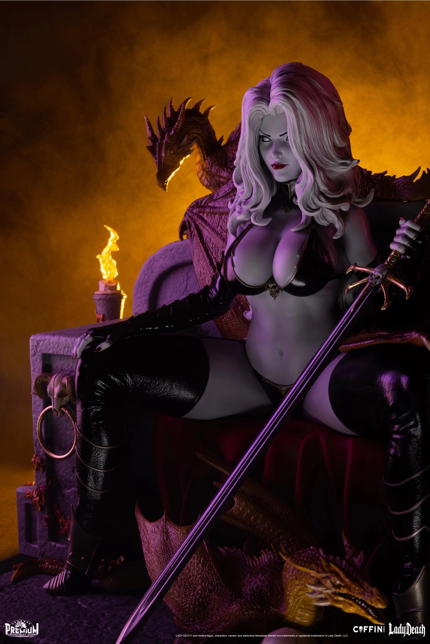 Lady Death On Throne 1/4 Scale Statue Robot Mecha Brick and mortar