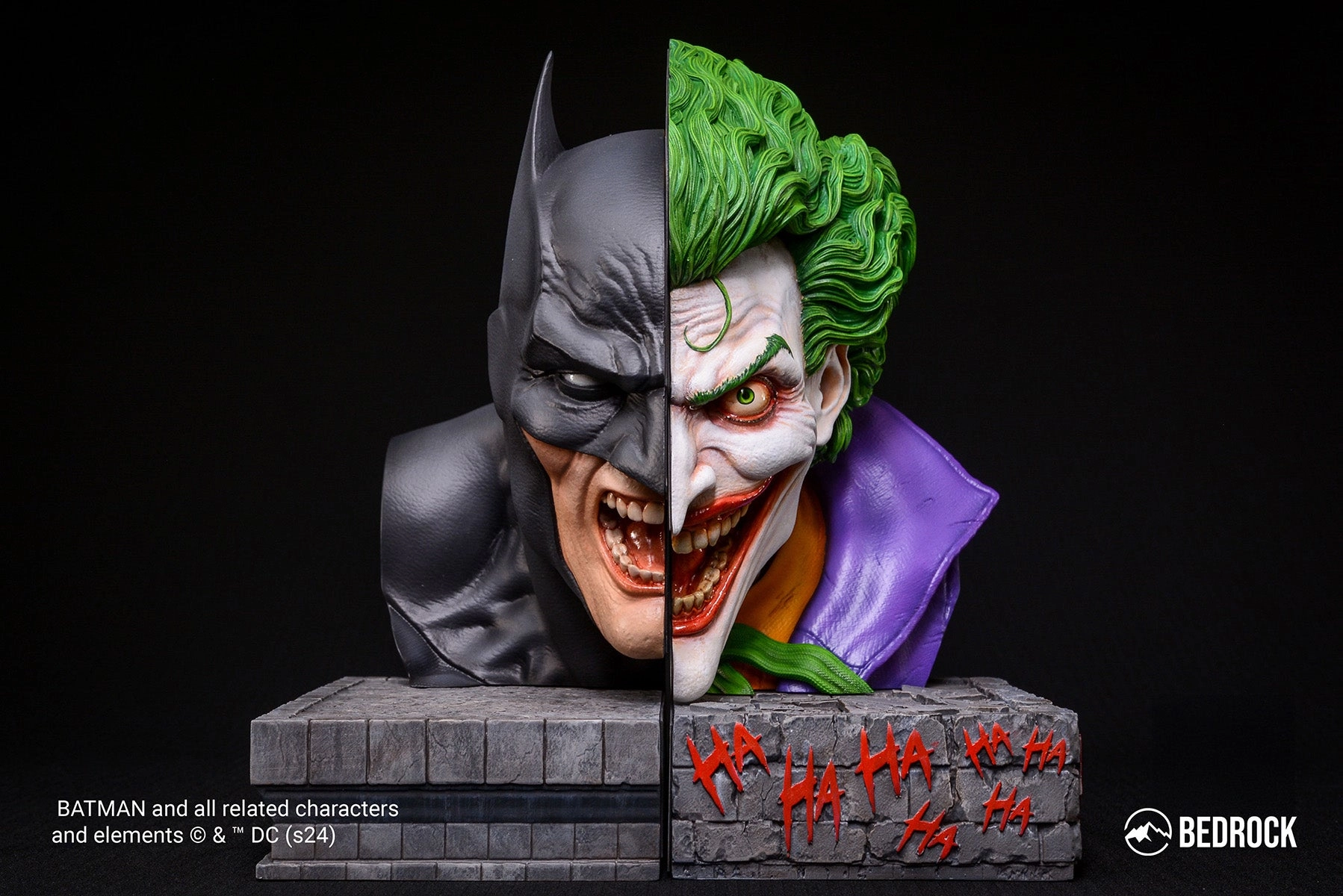 Batman & Joker Nemesis Split-Faced Bookend 1/2 Scale Busts Oceanic Art Dedicated Collector