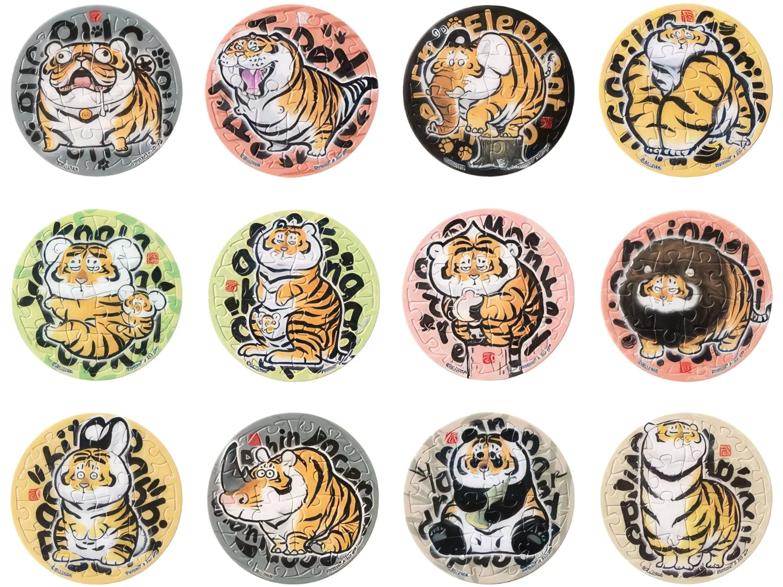 Voice Acting Pintoo D1328??I'm Not Fat Tiger - Everything Can Be Fat Tiger Land Edition??16 Multipack 12 Magnet Puzzle