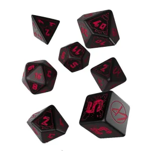 Cyberpunk Edition Dice Set - Blood over Chrome (7-delar) Light Effect