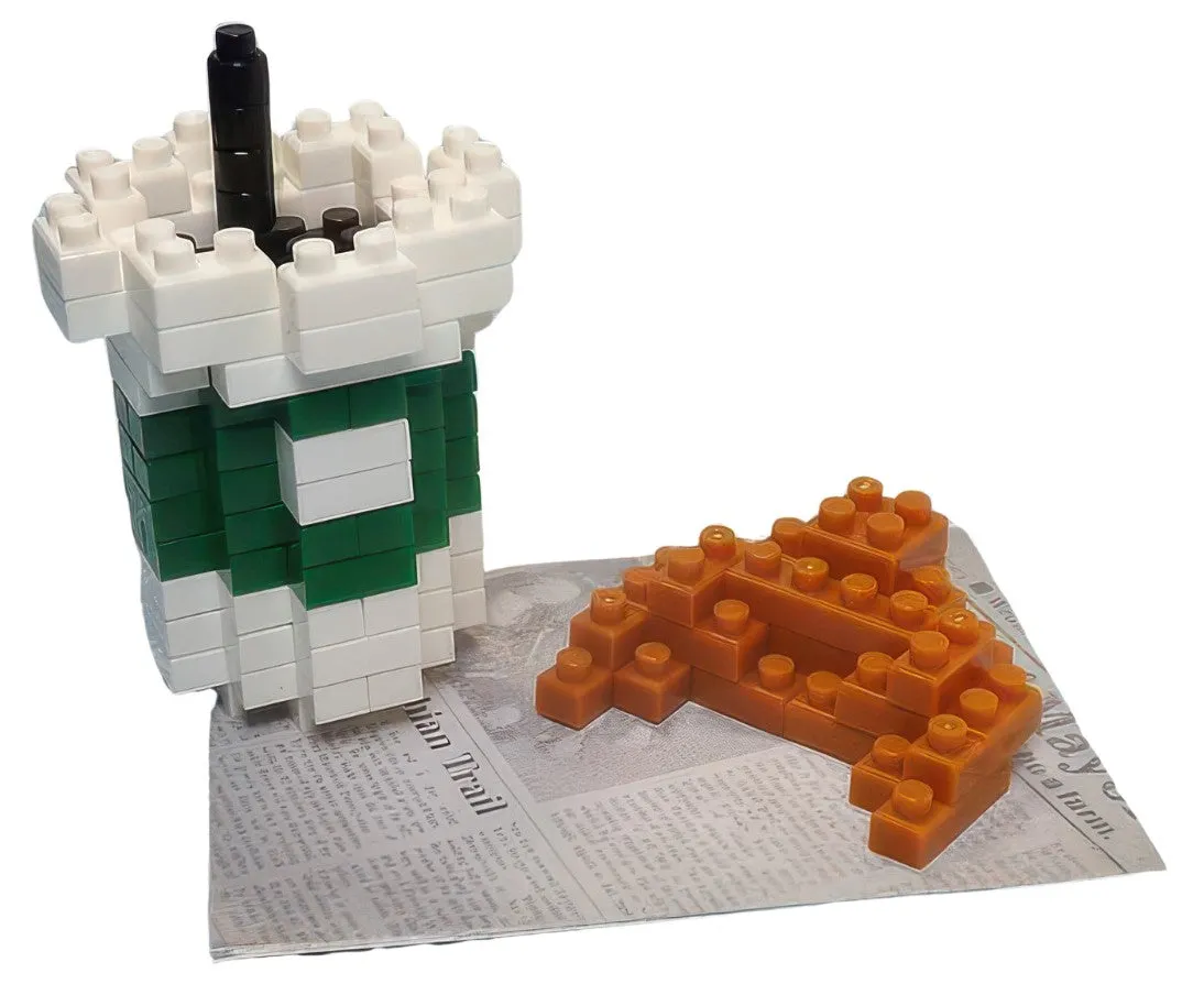 Daiso PB0049??Iced Coffee and Croissant??90 Pieces Mini Block Animal Rescue Photon Energy