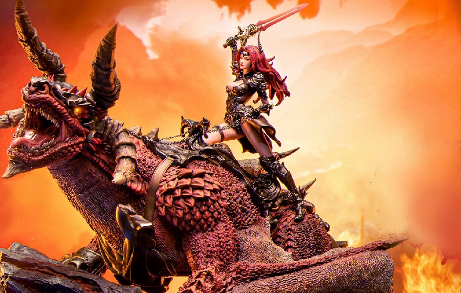 The Goddess of Dragon Grey Statue Balcony Decoration