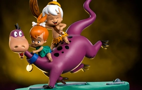 Dino, Pebbles, and Bamm-Bamm Art Scale 1/10 Small Sculpture Animal Statue