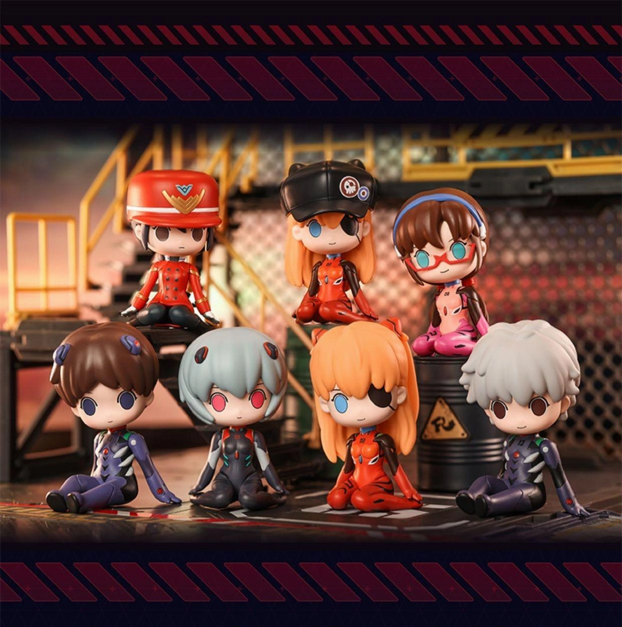 Evangelion EVA Sitting in a Row Mini Figure Apprentice Level Emotional Impact