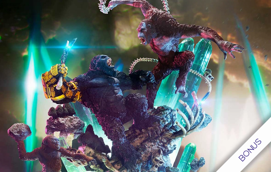 Felt Toy Premium Statue Godzilla x Kong: The New Empire - Kong vs. Skar King (Bonus) Statue