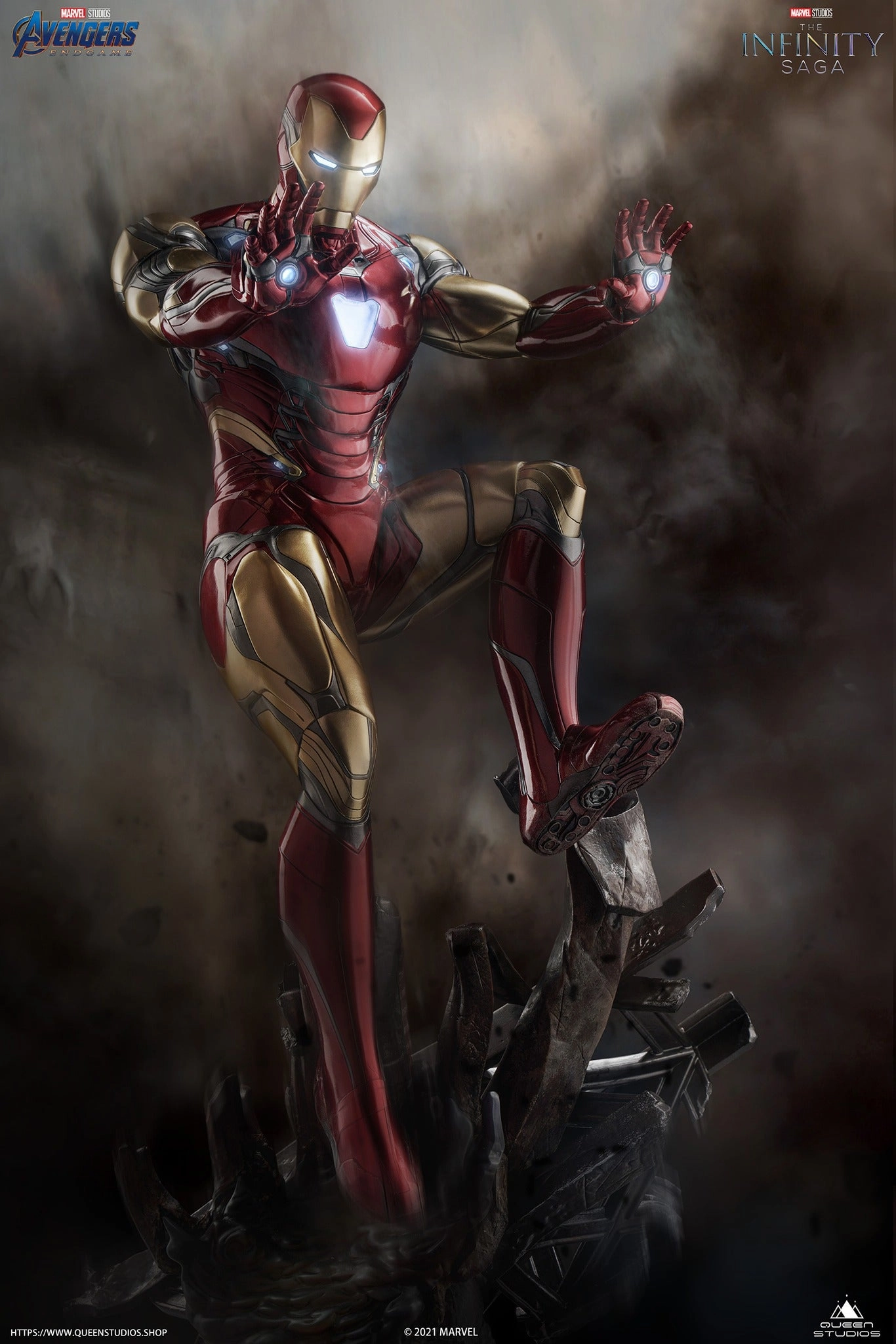 Articulated Replica Iron Man Mark 85 and Mark 49 Rescue Suit 1/4 Scale Statue Set