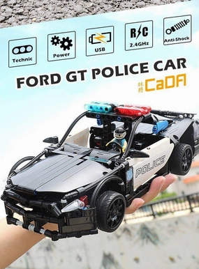 Ford Mustang GT Police Car Black Building Blocks Set Toxic Free Instructor Skill