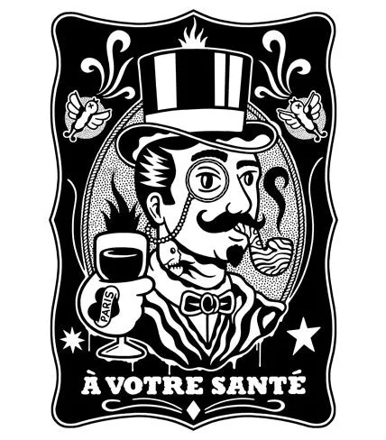 Cute Collectible Robot Decor Kev Grey - A Votre Sant?? Giclee Print