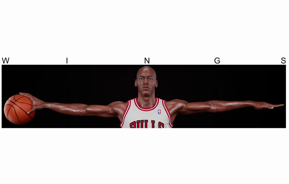 Wedding Topper Silver Coated Michael Jordan "Wings" Life-Size Bust