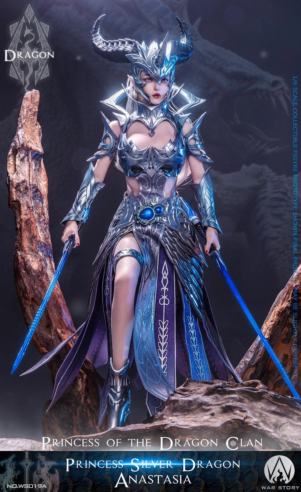 Low latency 1:6 Anastasia Princess Silver Dragon Seamless Figure