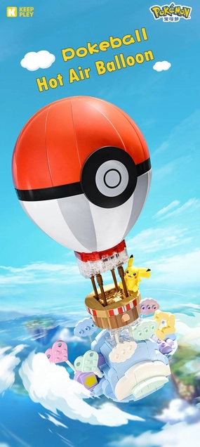 Pikachu Pokeball Hot Air Balloon Light-Up Building Blocks Set Life Simulator
