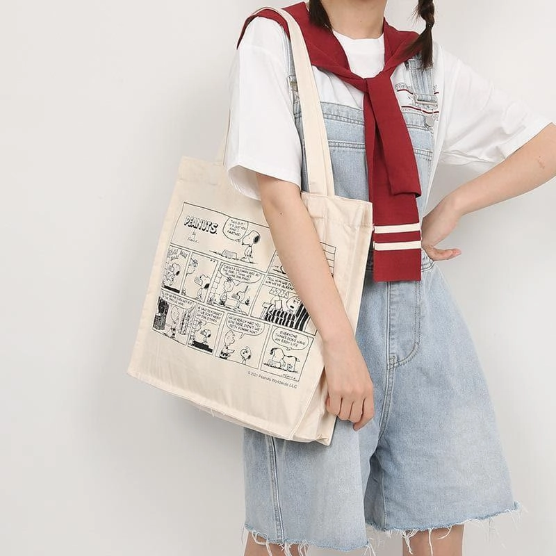 Stress Test Snoopy Print Graphic Canvas Tote Bag