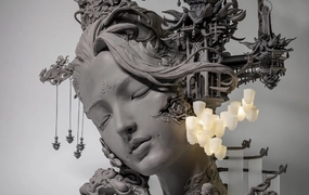 Summer Drunken Beauty - Flowery Pavilion Statue Fantasy Vehicle Durable Material