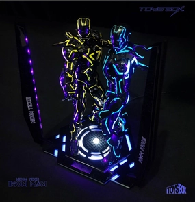 1:6 Neon Tech Iron Man UV Light Dual Display Base Stage Golden Ending