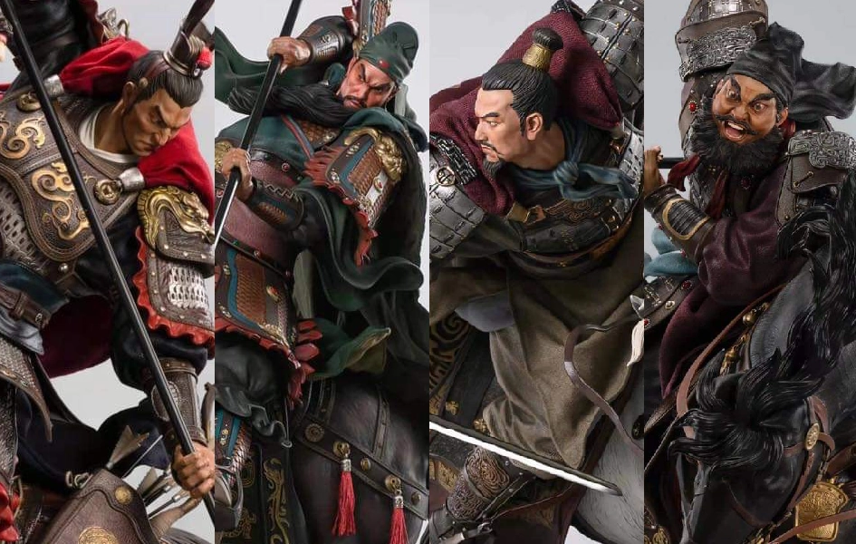 Classical Statue Literary Figure The Romance of the Three Kingdoms - Lu Bu vs Three Brothers 1/4 Scale Statue Set