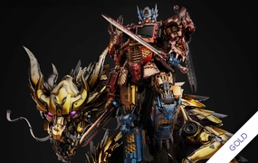 Original Box Urban Vinyl Transformers - Optimus Prime - Azure Dragon (Gold) 1/10 Scale Statue