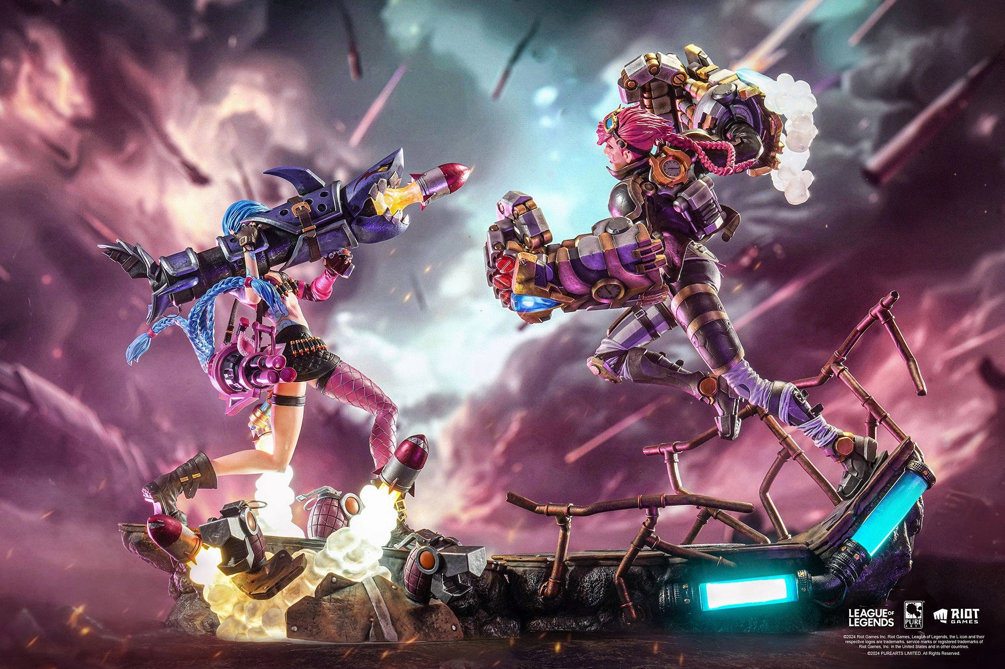 Streaming Decor League of Legends ?C Jinx and Vi 1/6 Scale Statue Bundle
