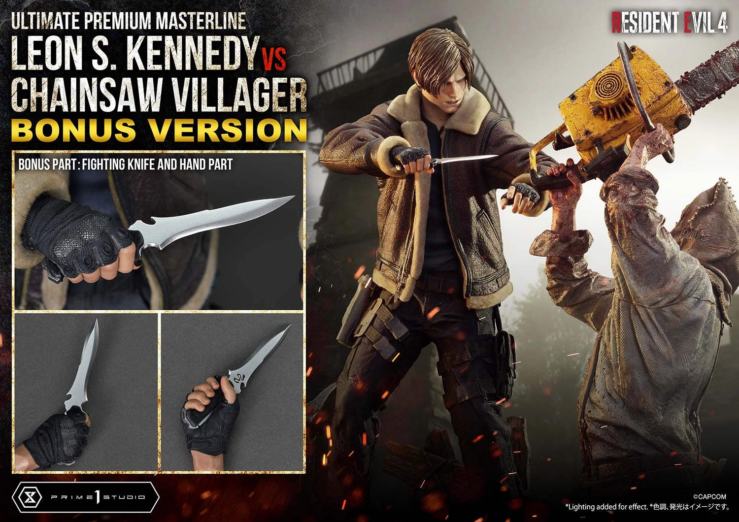 Resident Evil 4 - Leon Kennedy vs. Chainsaw Villager 1/4 Scale Statue (BONUS) Biology Model Master Collector