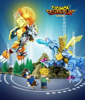 Peer-to-Peer Fully Upgraded War Greymon vs Metal Garurumon Building Blocks