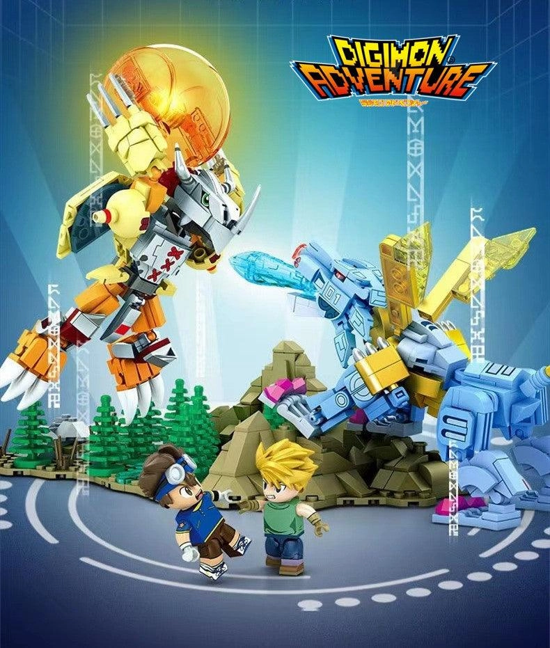 Peer-to-Peer Fully Upgraded War Greymon vs Metal Garurumon Building Blocks