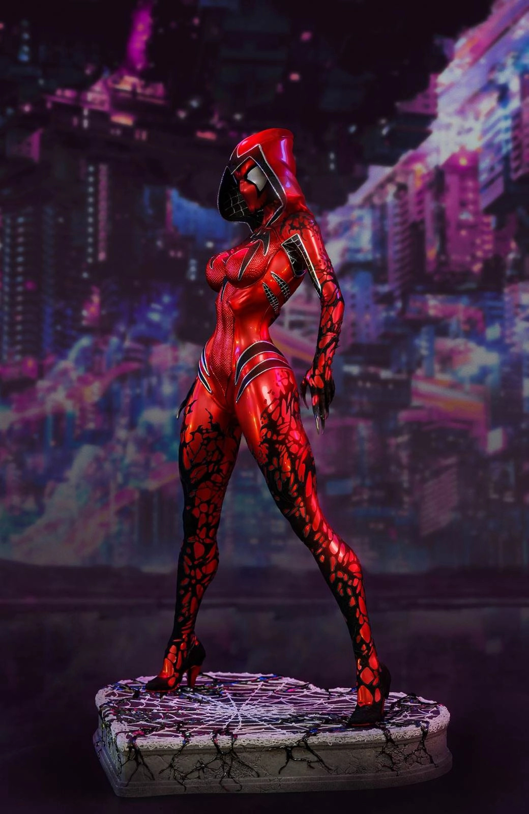 White Widow Symbiote (RED VERSION) 1/4 Scale Statue Gamer Setup